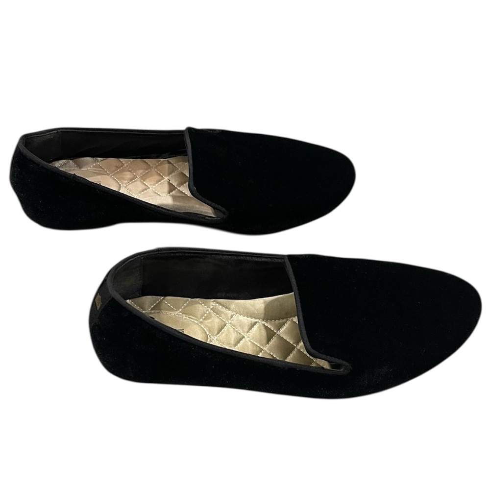 Birdies Black Velvet Quilted-Insole Flats